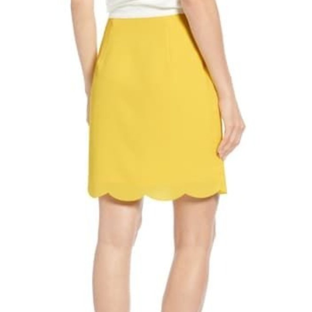 Gibson Yellow Daphne Scallop Hem Skirt S